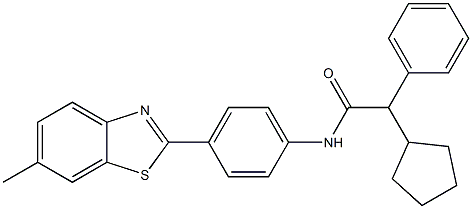 N1-[4-(6-methyl-1,3-benzothiazol-2-yl)phenyl]-2-cyclopentyl-2-phenylacetamide Structure