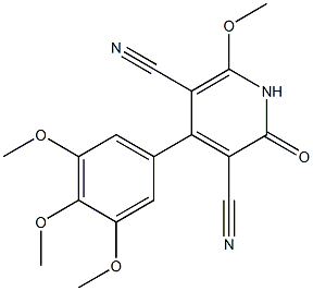 6-methoxy-2-oxo-4-(3,4,5-trimethoxyphenyl)-1,2-dihydropyridine-3,5-dicarbonitrile 结构式