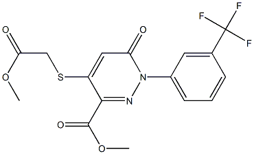 methyl 4-[(2-methoxy-2-oxoethyl)sulfanyl]-6-oxo-1-[3-(trifluoromethyl)phenyl]-1,6-dihydro-3-pyridazinecarboxylate 化学構造式