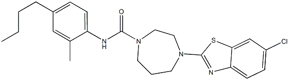 N1-(4-butyl-2-methylphenyl)-4-(6-chloro-1,3-benzothiazol-2-yl)-1,4-diazepane-1-carboxamide Structure