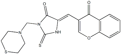 5-[(4-oxo-4H-chromen-3-yl)methylene]-3-(1,4-thiazinan-4-ylmethyl)-2-thioxotetrahydro-4H-imidazol-4-one Structure