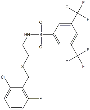 N1-{2-[(2-chloro-6-fluorobenzyl)thio]ethyl}-3,5-di(trifluoromethyl)benzene-1-sulfonamide 结构式