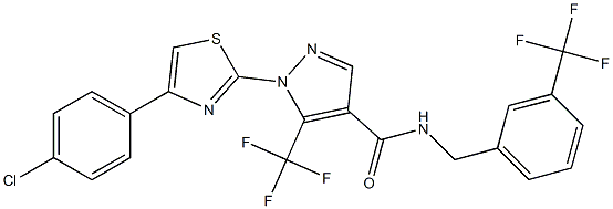 1-[4-(4-chlorophenyl)-1,3-thiazol-2-yl]-5-(trifluoromethyl)-N-[3-(trifluoromethyl)benzyl]-1H-pyrazole-4-carboxamide,,结构式