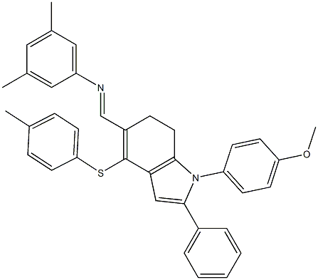 N-((E)-{1-(4-methoxyphenyl)-4-[(4-methylphenyl)sulfanyl]-2-phenyl-6,7-dihydro-1H-indol-5-yl}methylidene)-3,5-dimethylaniline|