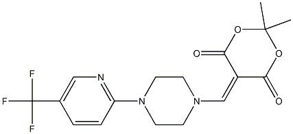 2,2-dimethyl-5-({4-[5-(trifluoromethyl)-2-pyridinyl]piperazino}methylene)-1,3-dioxane-4,6-dione 化学構造式