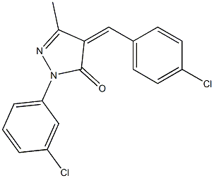 4-(4-chlorobenzylidene)-1-(3-chlorophenyl)-3-methyl-4,5-dihydro-1H-pyrazol-5-one,,结构式