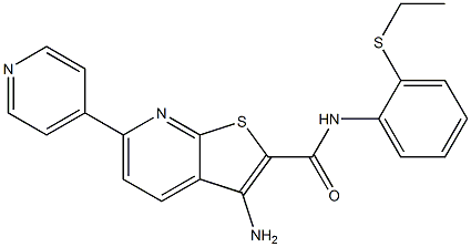 3-amino-N-[2-(ethylsulfanyl)phenyl]-6-(4-pyridinyl)thieno[2,3-b]pyridine-2-carboxamide 结构式