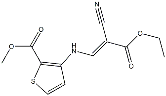 methyl 3-[(2-cyano-3-ethoxy-3-oxoprop-1-enyl)amino]thiophene-2-carboxylate Struktur