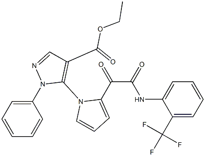 ethyl 5-(2-{2-oxo-2-[2-(trifluoromethyl)anilino]acetyl}-1H-pyrrol-1-yl)-1-phenyl-1H-pyrazole-4-carboxylate|