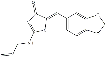 2-(allylamino)-5-[(E)-1,3-benzodioxol-5-ylmethylidene]-1,3-thiazol-4(5H)-one 结构式