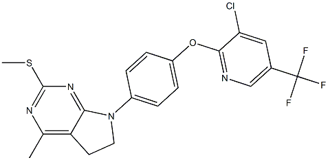 7-(4-{[3-chloro-5-(trifluoromethyl)-2-pyridinyl]oxy}phenyl)-4-methyl-2-(methylsulfanyl)-6,7-dihydro-5H-pyrrolo[2,3-d]pyrimidine 化学構造式