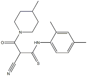 N1-(2,4-dimethylphenyl)-2-cyano-3-(4-methylpiperidino)-3-oxopropanethioamide Structure