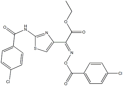 ethyl 2-{2-[(4-chlorobenzoyl)amino]-1,3-thiazol-4-yl}-2-{[(4-chlorobenzoyl)oxy]imino}acetate Struktur