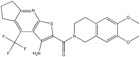 [3-amino-4-(trifluoromethyl)-6,7-dihydro-5H-cyclopenta[b]thieno[3,2-e]pyridin-2-yl][6,7-dimethoxy-3,4-dihydro-2(1H)-isoquinolinyl]methanone Structure