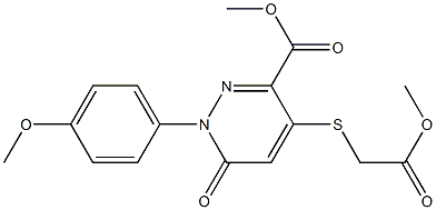 methyl 4-[(2-methoxy-2-oxoethyl)sulfanyl]-1-(4-methoxyphenyl)-6-oxo-1,6-dihydro-3-pyridazinecarboxylate Struktur