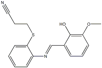 3-({2-[(2-hydroxy-3-methoxybenzylidene)amino]phenyl}thio)propanenitrile,,结构式