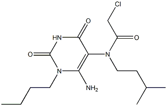 N-(6-Amino-1-butyl-2,4-dioxo-1,2,3,4-tetrahydro-pyrimidin-5-yl)-2-chloro-N-(3-methyl-butyl)-acetamide,,结构式