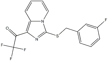 2,2,2-trifluoro-1-{3-[(3-fluorobenzyl)thio]imidazo[1,5-a]pyridin-1-yl}ethan-1-one Struktur