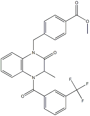 methyl 4-{[3-methyl-2-oxo-4-[3-(trifluoromethyl)benzoyl]-3,4-dihydro-1(2H)-quinoxalinyl]methyl}benzenecarboxylate Structure