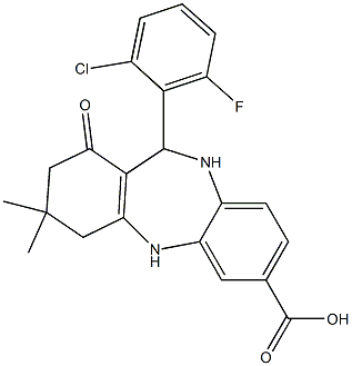 11-(2-chloro-6-fluorophenyl)-3,3-dimethyl-1-oxo-2,3,4,5,10,11-hexahydro-1H-dibenzo[b,e][1,4]diazepine-7-carboxylic acid Structure