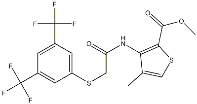 methyl 3-[(2-{[3,5-di(trifluoromethyl)phenyl]thio}acetyl)amino]-4-methylthiophene-2-carboxylate Structure