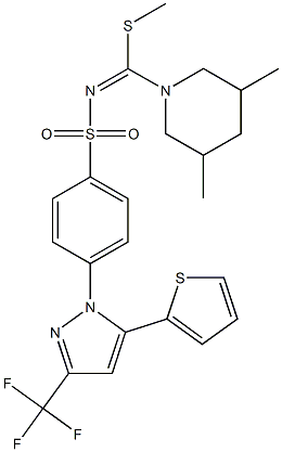 N1-[(3,5-dimethylpiperidino)(methylthio)methylidene]-4-[5-(2-thienyl)-3-(trifluoromethyl)-1H-pyrazol-1-yl]benzene-1-sulfonamide Struktur