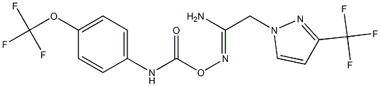 N'-({[4-(trifluoromethoxy)anilino]carbonyl}oxy)-2-[3-(trifluoromethyl)-1H-pyrazol-1-yl]ethanimidamide 化学構造式