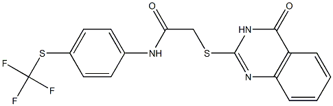 2-[(4-oxo-3,4-dihydro-2-quinazolinyl)sulfanyl]-N-{4-[(trifluoromethyl)sulfanyl]phenyl}acetamide 化学構造式