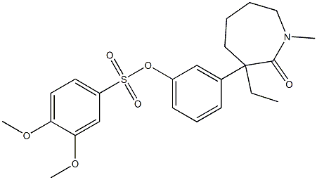 3-(3-ethyl-1-methyl-2-oxoazepan-3-yl)phenyl 3,4-dimethoxybenzene-1-sulfonate 化学構造式