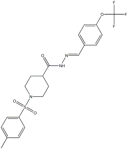 1-[(4-methylphenyl)sulfonyl]-N'-{(E)-[4-(trifluoromethoxy)phenyl]methylidene}-4-piperidinecarbohydrazide Struktur