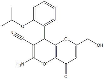 2-amino-6-(hydroxymethyl)-4-(2-isopropoxyphenyl)-8-oxo-4,8-dihydropyrano[3,2-b]pyran-3-carbonitrile Structure