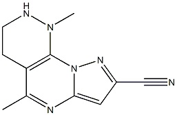 1,5-dimethyl-1,2,3,4-tetrahydropyrazolo[5',1':2,3]pyrimido[4,5-c]pyridazine-8-carbonitrile,,结构式