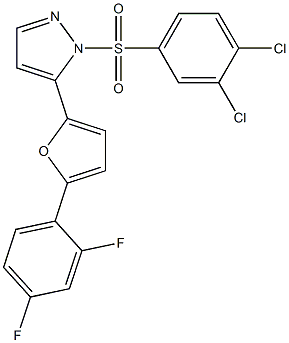 1-[(3,4-dichlorophenyl)sulfonyl]-5-[5-(2,4-difluorophenyl)-2-furyl]-1H-pyra zole Structure