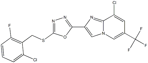 2-[(2-chloro-6-fluorobenzyl)thio]-5-[8-chloro-6-(trifluoromethyl)imidazo[1,2-a]pyridin-2-yl]-1,3,4-oxadiazole 结构式