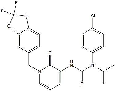 N-(4-chlorophenyl)-N'-{1-[(2,2-difluoro-1,3-benzodioxol-5-yl)methyl]-2-oxo-1,2-dihydro-3-pyridinyl}-N-isopropylurea 化学構造式