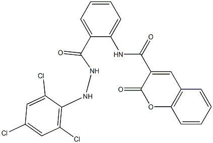 N3-(2-{[2-(2,4,6-trichlorophenyl)hydrazino]carbonyl}phenyl)-2-oxo-2H-chrome ne-3-carboxamide 化学構造式