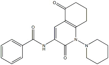 N-(2,5-dioxo-1-piperidino-1,2,5,6,7,8-hexahydro-3-quinolinyl)benzenecarboxamide 化学構造式