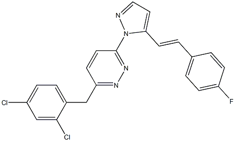3-(2,4-dichlorobenzyl)-6-[5-(4-fluorostyryl)-1H-pyrazol-1-yl]pyridazine,,结构式