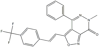 6-methyl-4-phenyl-3-[4-(trifluoromethyl)styryl]-6,7-dihydroisoxazolo[3,4-d]pyridazin-7-one 化学構造式