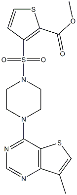 methyl 3-{[4-(7-methylthieno[3,2-d]pyrimidin-4-yl)piperazino]sulfonyl}thiophene-2-carboxylate,,结构式