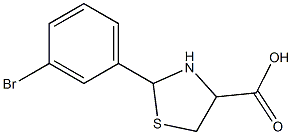 2-(3-bromophenyl)-1,3-thiazolane-4-carboxylic acid,,结构式