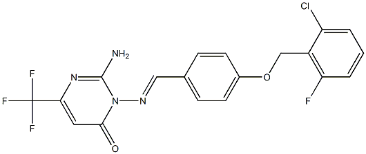 2-amino-3-[((E)-{4-[(2-chloro-6-fluorobenzyl)oxy]phenyl}methylidene)amino]-6-(trifluoromethyl)-4(3H)-pyrimidinone Structure