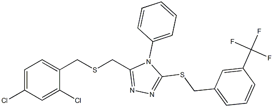3-{[(2,4-dichlorobenzyl)sulfanyl]methyl}-4-phenyl-5-{[3-(trifluoromethyl)benzyl]sulfanyl}-4H-1,2,4-triazole,,结构式