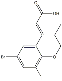 (E)-3-(5-bromo-3-iodo-2-propoxyphenyl)acrylic acid,,结构式