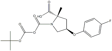 (2S,4R)-1-Boc-2-methyl4-(4-fluorophenoxy)pyrrolidine-1,2-dicarboxylate 化学構造式