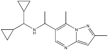 (dicyclopropylmethyl)(1-{2,7-dimethylpyrazolo[1,5-a]pyrimidin-6-yl}ethyl)amine 化学構造式