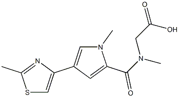 (methyl{[1-methyl-4-(2-methyl-1,3-thiazol-4-yl)-1H-pyrrol-2-yl]carbonyl}amino)acetic acid 化学構造式