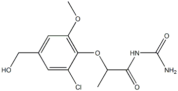 {2-[2-chloro-4-(hydroxymethyl)-6-methoxyphenoxy]propanoyl}urea Struktur