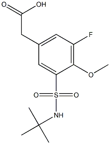 {3-[(tert-butylamino)sulfonyl]-5-fluoro-4-methoxyphenyl}acetic acid 化学構造式