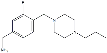 {3-fluoro-4-[(4-propylpiperazin-1-yl)methyl]phenyl}methanamine 化学構造式